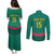Custom Cameroon Football Couples Matching Puletasi and Long Sleeve Button Shirt Waka Waka - This Time For Africa