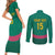 Custom Cameroon Football Couples Matching Short Sleeve Bodycon Dress and Long Sleeve Button Shirt Waka Waka - This Time For Africa