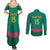 Custom Cameroon Football Couples Matching Summer Maxi Dress and Long Sleeve Button Shirt Waka Waka - This Time For Africa