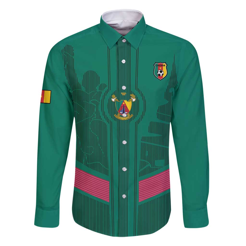 Custom Cameroon Football Family Matching Long Sleeve Bodycon Dress and Hawaiian Shirt Waka Waka - This Time For Africa