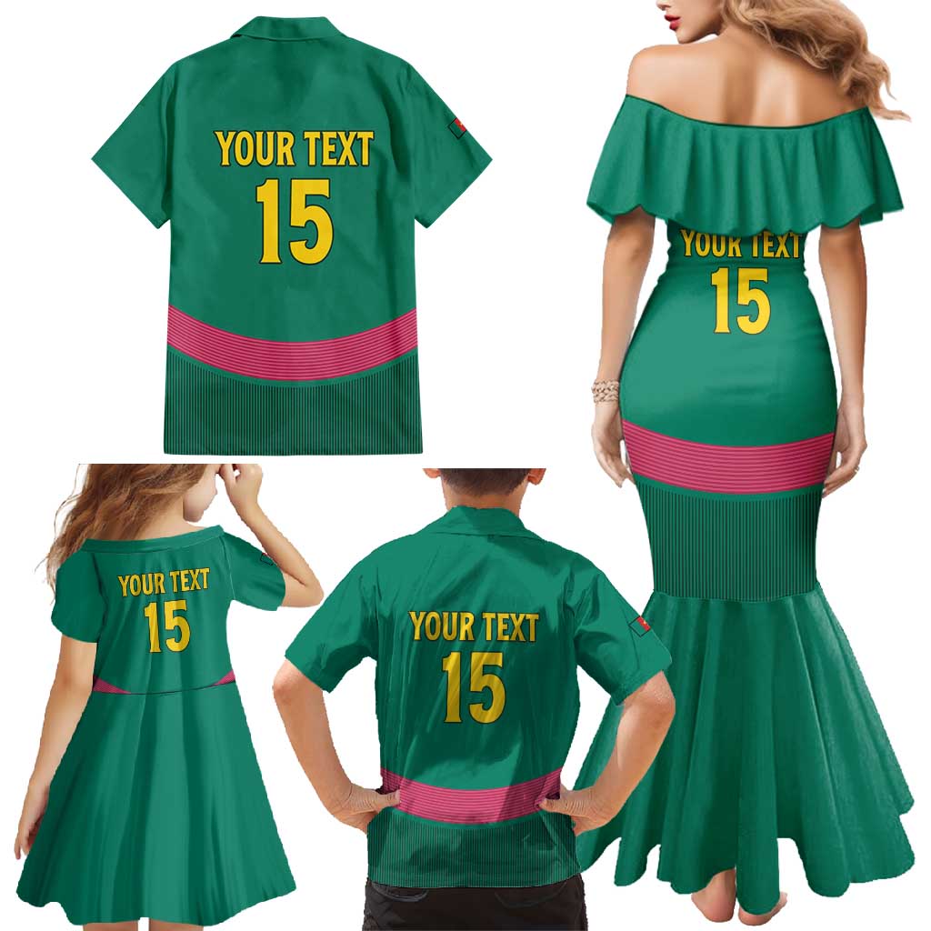 Custom Cameroon Football Family Matching Mermaid Dress and Hawaiian Shirt Waka Waka - This Time For Africa