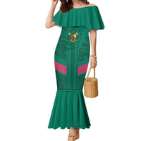 Custom Cameroon Football Family Matching Mermaid Dress and Hawaiian Shirt Waka Waka - This Time For Africa