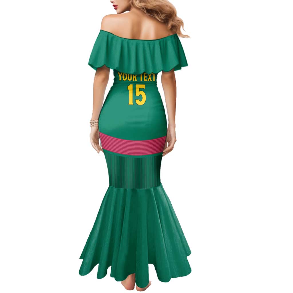 Custom Cameroon Football Family Matching Mermaid Dress and Hawaiian Shirt Waka Waka - This Time For Africa