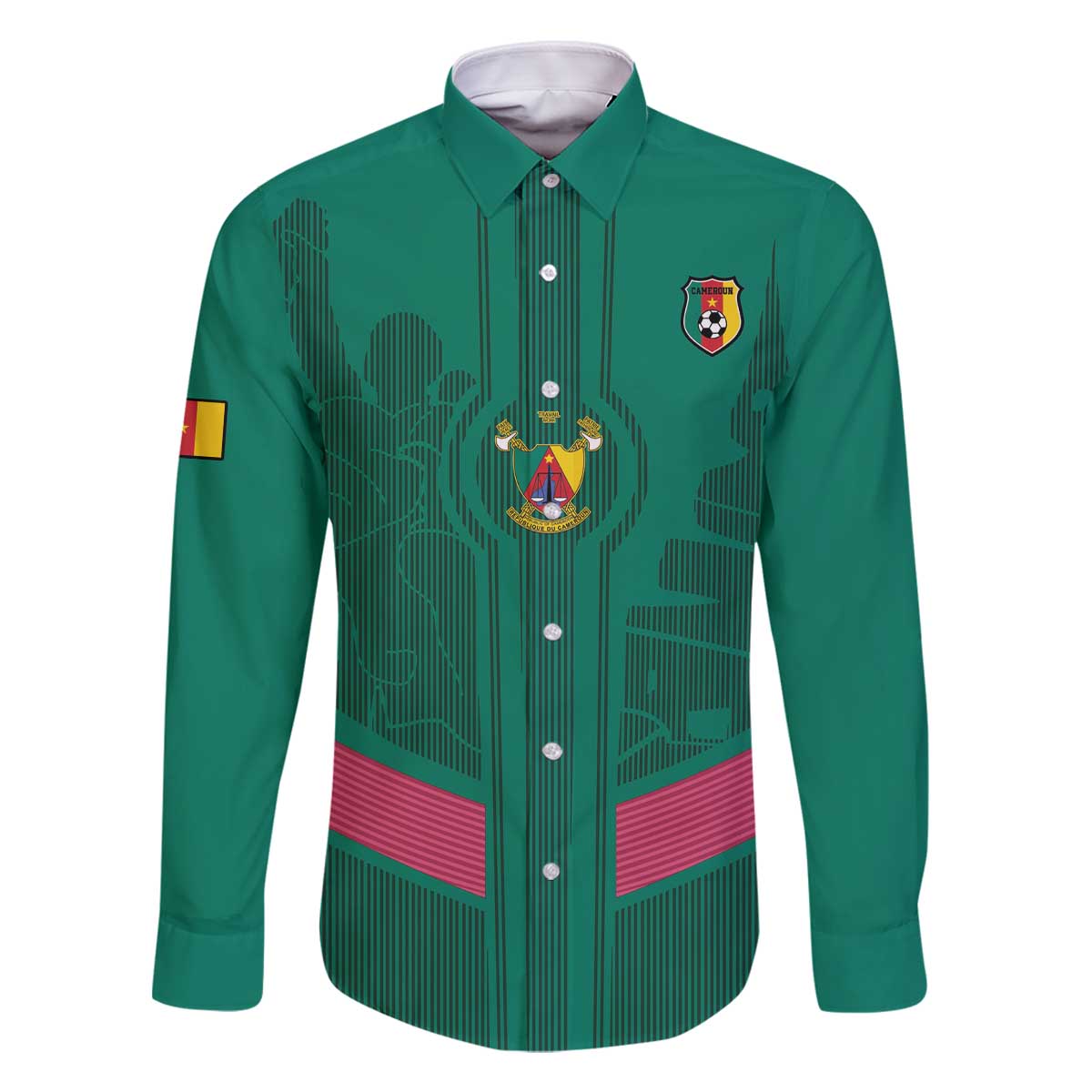Custom Cameroon Football Family Matching Off The Shoulder Long Sleeve Dress and Hawaiian Shirt Waka Waka - This Time For Africa