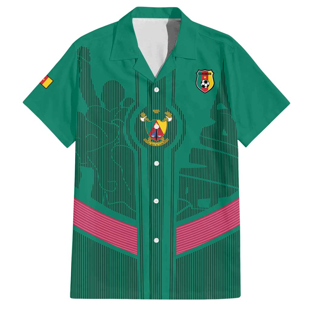Custom Cameroon Football Family Matching Off Shoulder Maxi Dress and Hawaiian Shirt Waka Waka - This Time For Africa