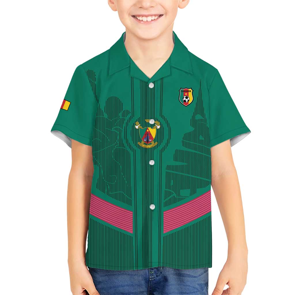 Custom Cameroon Football Family Matching Off Shoulder Maxi Dress and Hawaiian Shirt Waka Waka - This Time For Africa