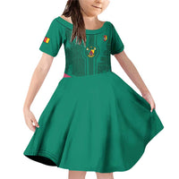 Custom Cameroon Football Family Matching Off Shoulder Short Dress and Hawaiian Shirt Waka Waka - This Time For Africa