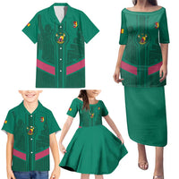 Custom Cameroon Football Family Matching Puletasi and Hawaiian Shirt Waka Waka - This Time For Africa