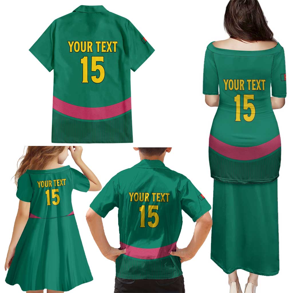 Custom Cameroon Football Family Matching Puletasi and Hawaiian Shirt Waka Waka - This Time For Africa