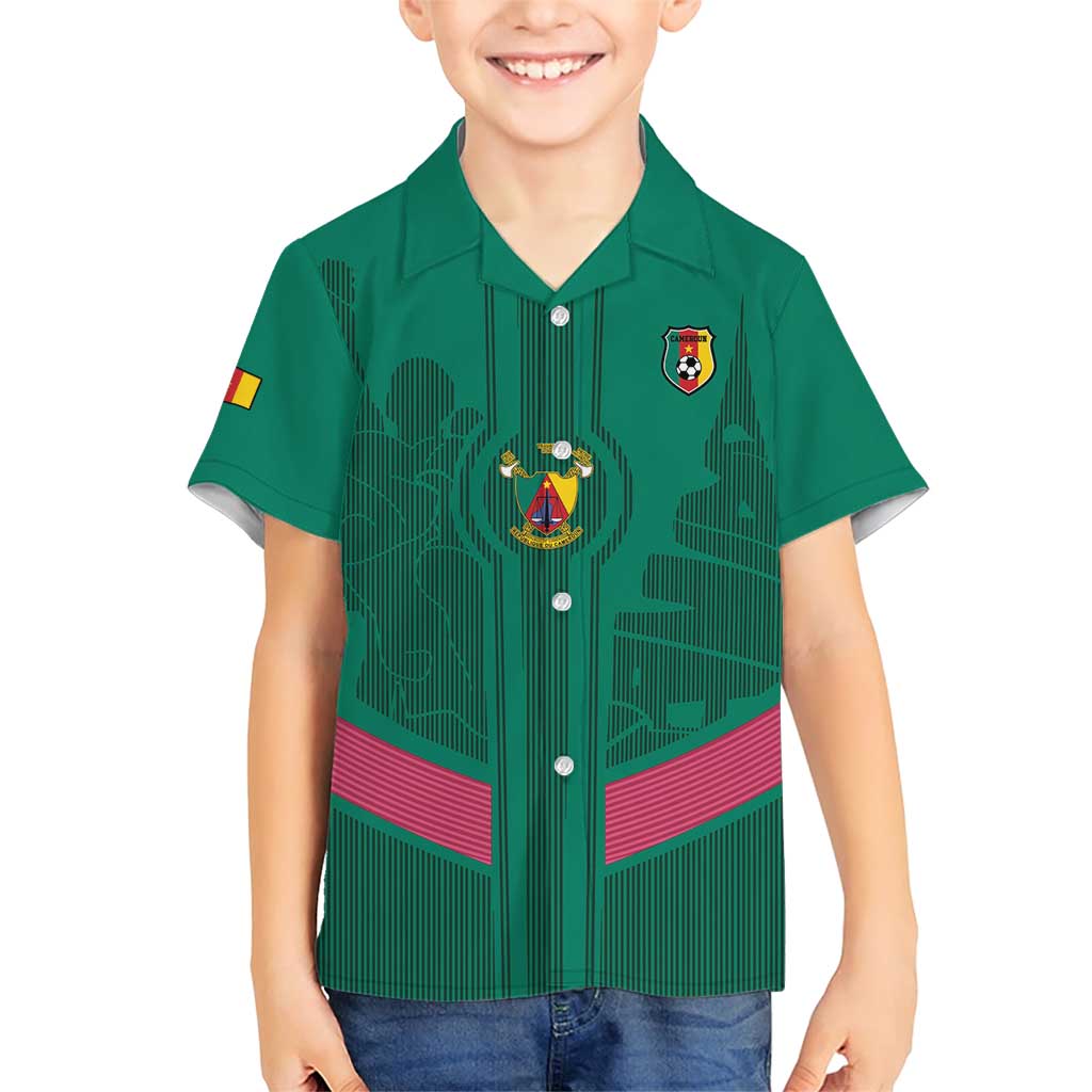 Custom Cameroon Football Family Matching Short Sleeve Bodycon Dress and Hawaiian Shirt Waka Waka - This Time For Africa