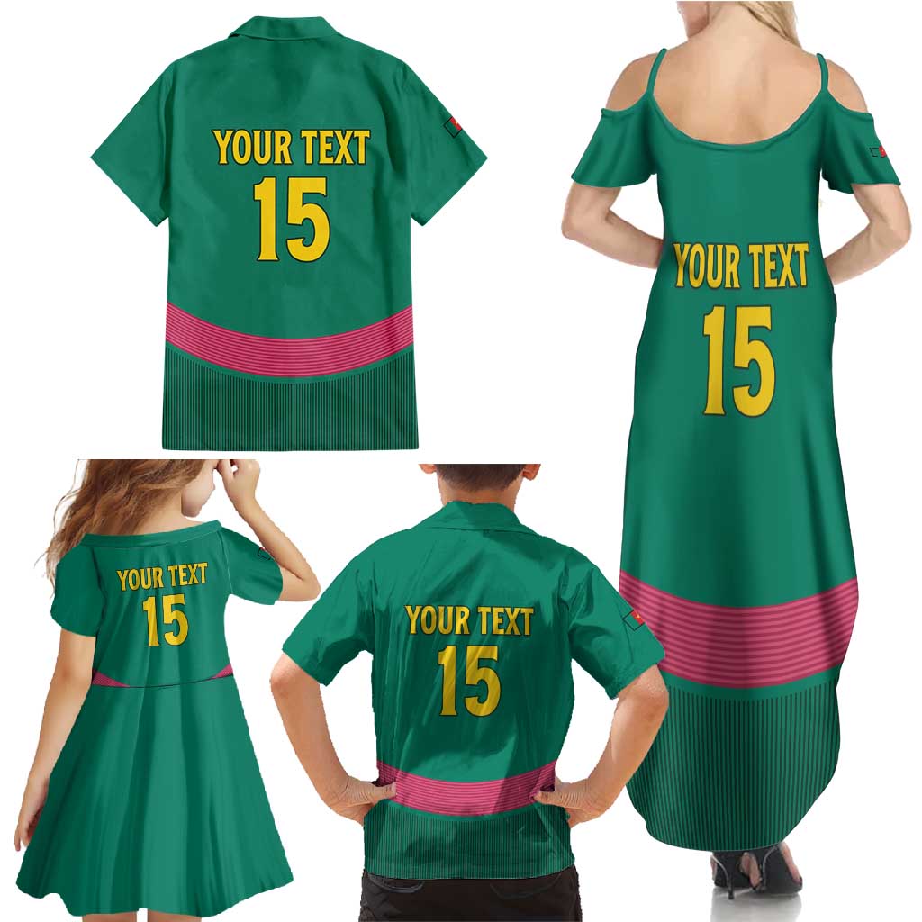 Custom Cameroon Football Family Matching Summer Maxi Dress and Hawaiian Shirt Waka Waka - This Time For Africa