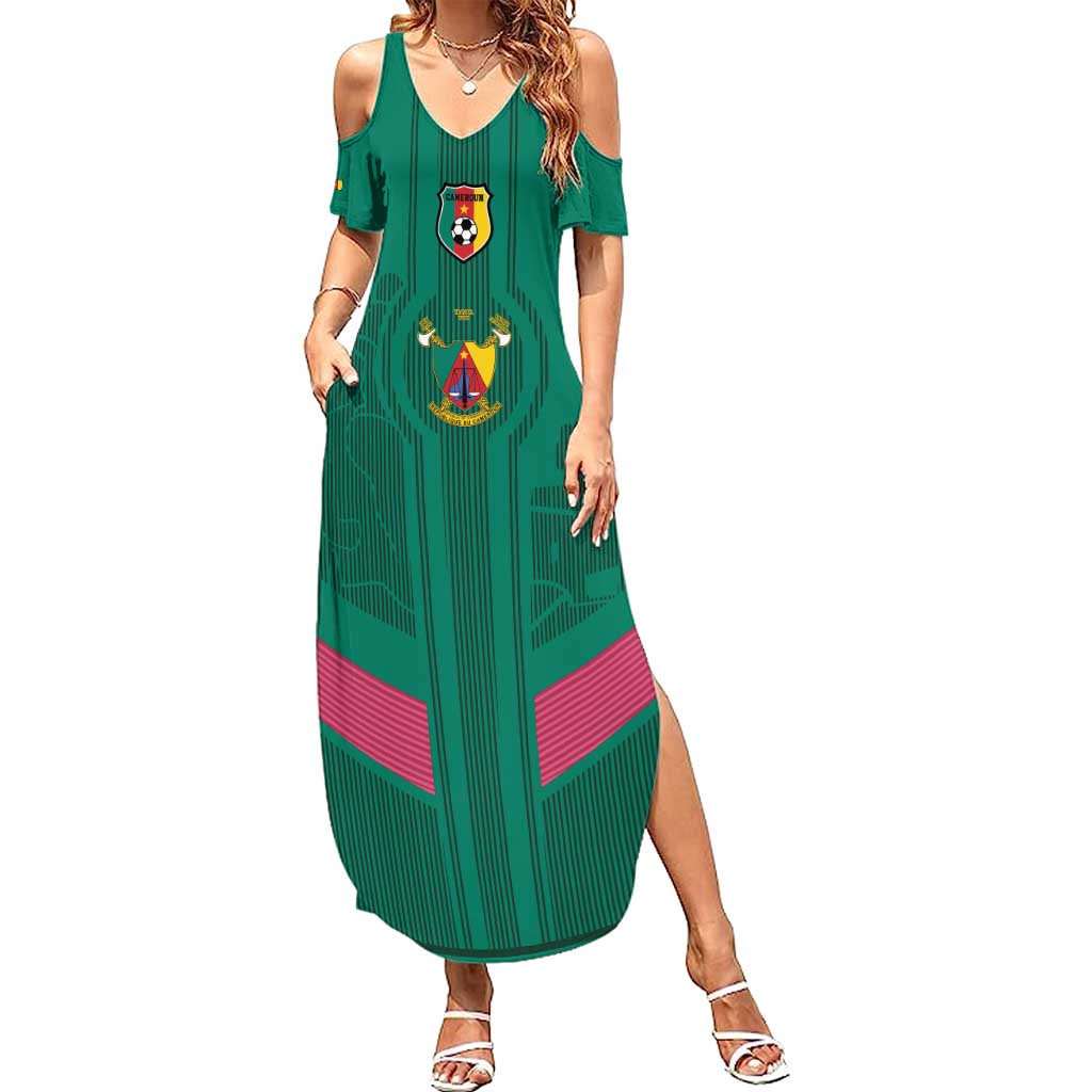 Custom Cameroon Football Family Matching Summer Maxi Dress and Hawaiian Shirt Waka Waka - This Time For Africa
