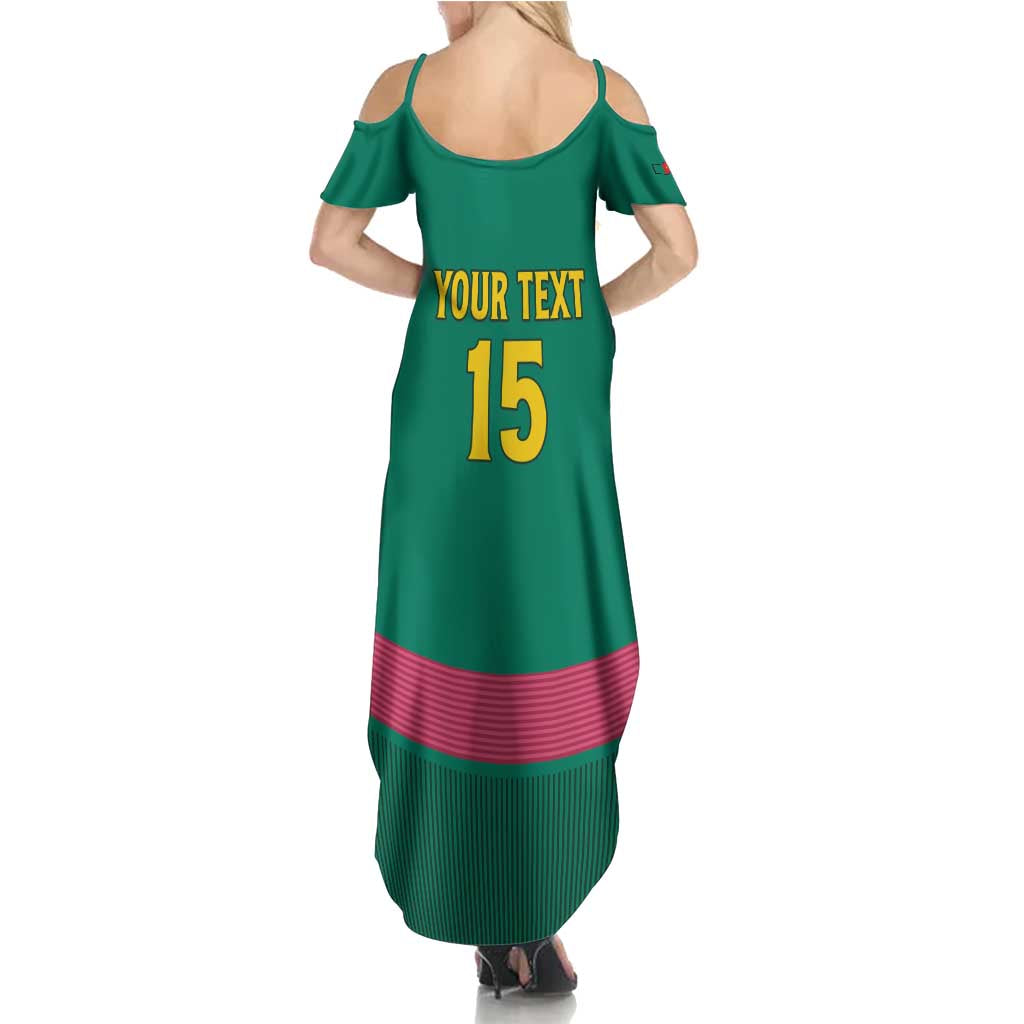 Custom Cameroon Football Family Matching Summer Maxi Dress and Hawaiian Shirt Waka Waka - This Time For Africa