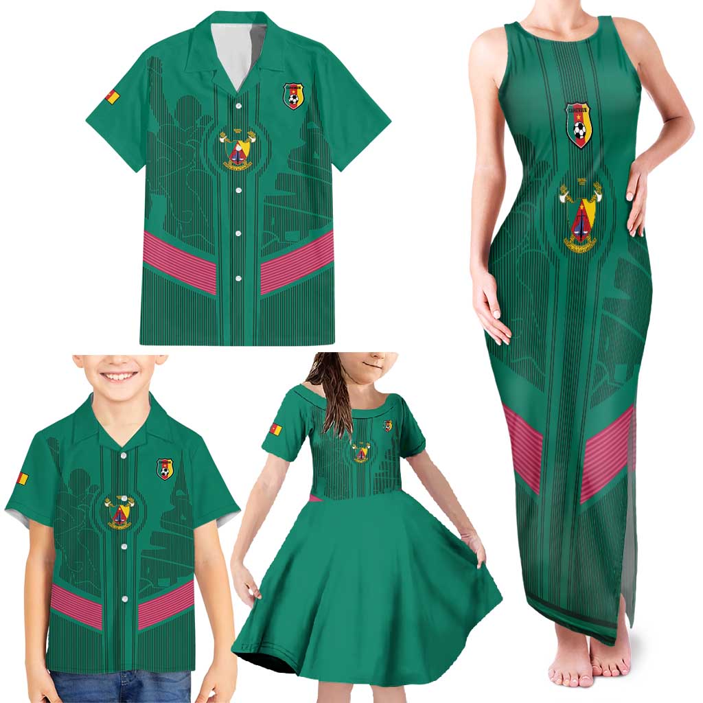 Custom Cameroon Football Family Matching Tank Maxi Dress and Hawaiian Shirt Waka Waka - This Time For Africa