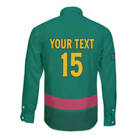 Custom Cameroon Football Long Sleeve Button Shirt Waka Waka - This Time For Africa