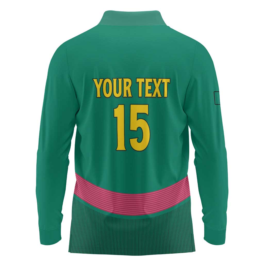 Custom Cameroon Football Long Sleeve Polo Shirt Waka Waka - This Time For Africa
