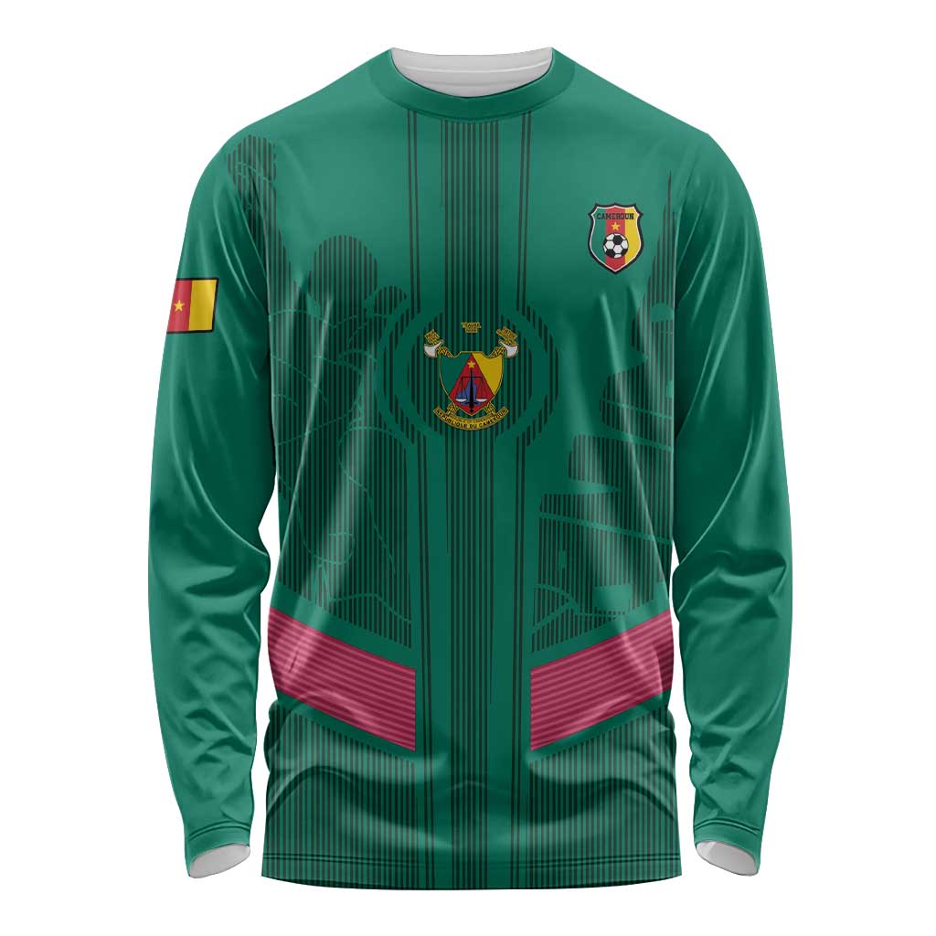 Custom Cameroon Football Long Sleeve Shirt Waka Waka - This Time For Africa