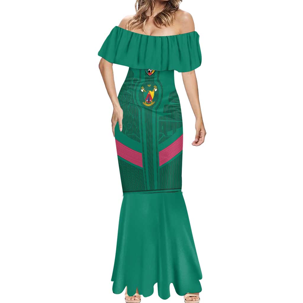 Custom Cameroon Football Mermaid Dress Waka Waka - This Time For Africa
