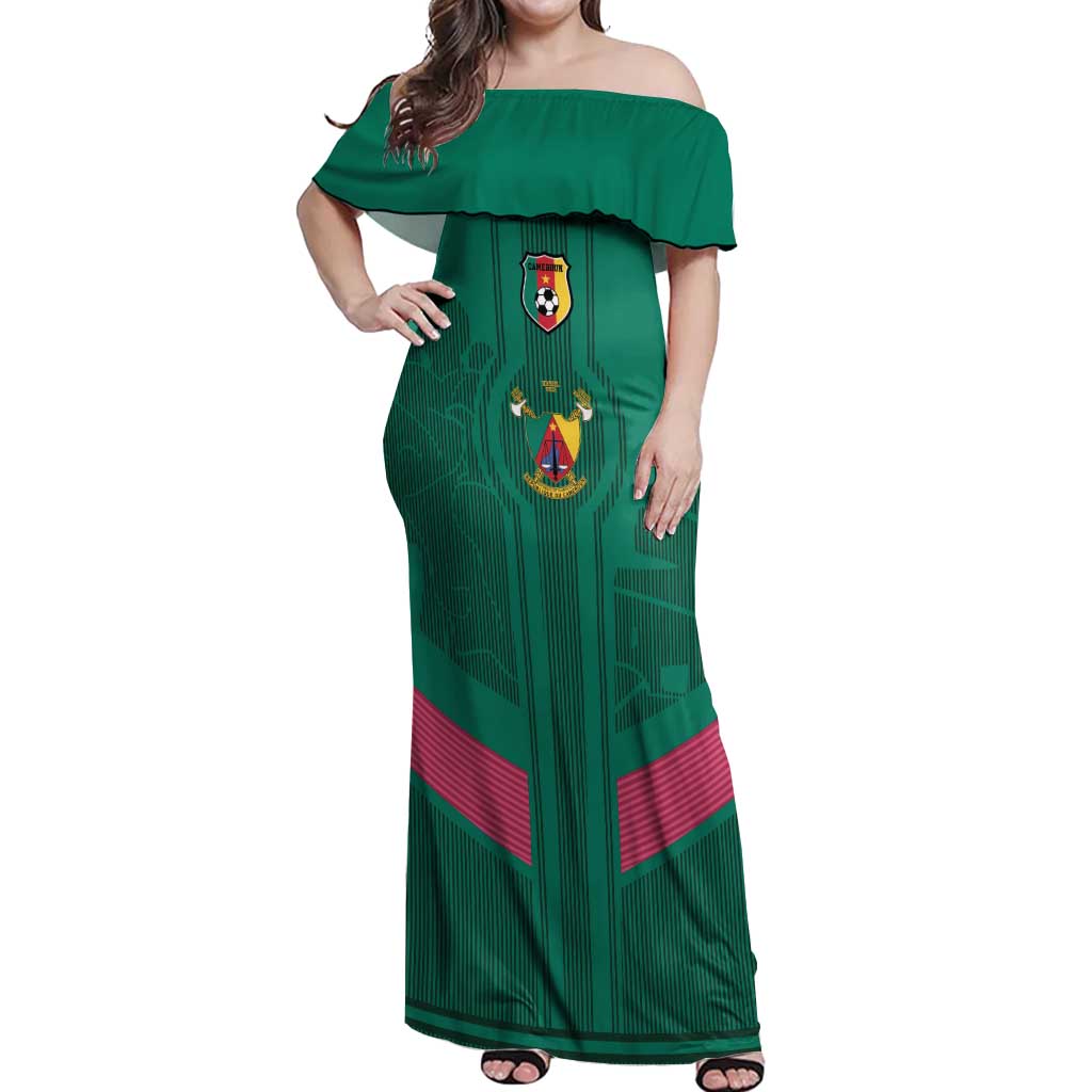 Custom Cameroon Football Off Shoulder Maxi Dress Waka Waka - This Time For Africa