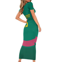 Custom Cameroon Football Short Sleeve Bodycon Dress Waka Waka - This Time For Africa