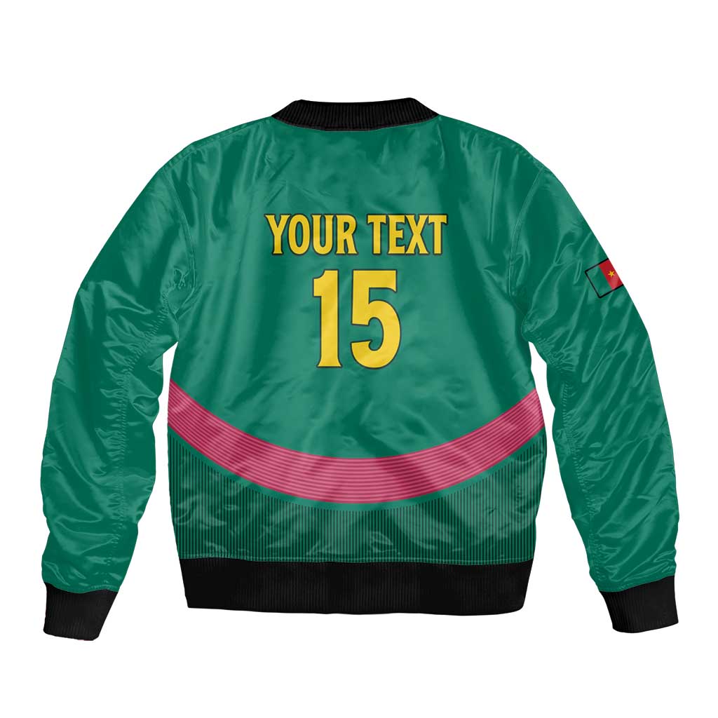 Custom Cameroon Football Sleeve Zip Bomber Jacket Waka Waka - This Time For Africa