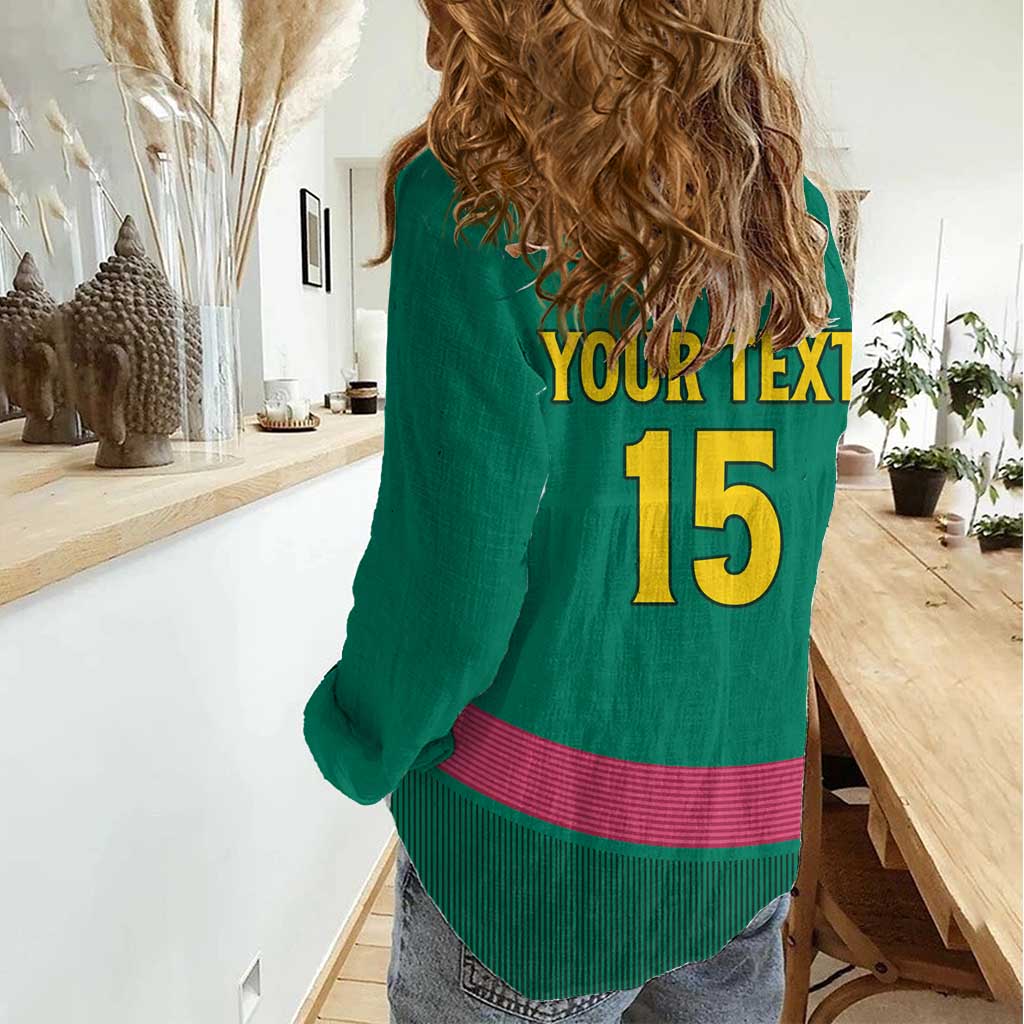 Custom Cameroon Football Women Casual Shirt Waka Waka - This Time For Africa