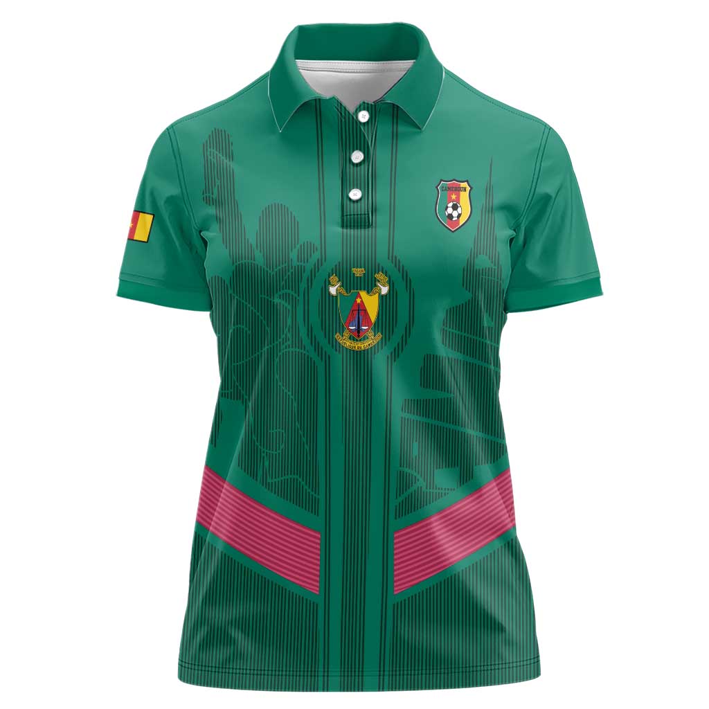 Custom Cameroon Football Women Polo Shirt Waka Waka - This Time For Africa