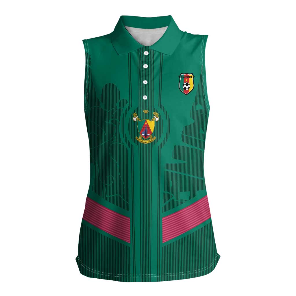 Custom Cameroon Football Women Sleeveless Polo Shirt Waka Waka - This Time For Africa
