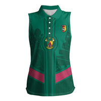 Custom Cameroon Football Women Sleeveless Polo Shirt Waka Waka - This Time For Africa