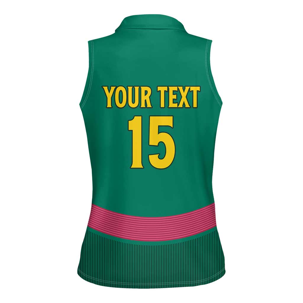 Custom Cameroon Football Women Sleeveless Polo Shirt Waka Waka - This Time For Africa