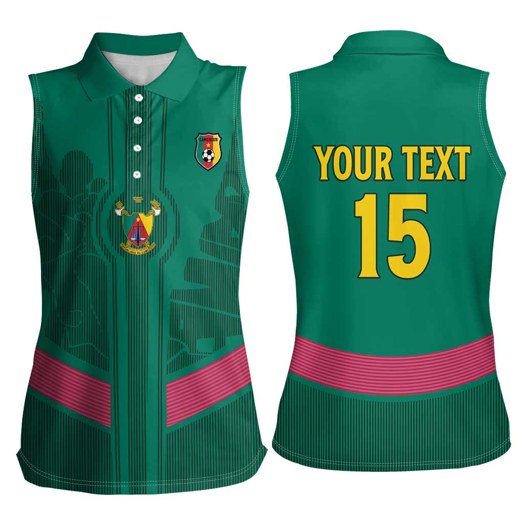 Custom Cameroon Football Women Sleeveless Polo Shirt Waka Waka - This Time For Africa