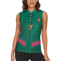 Custom Cameroon Football Women Sleeveless Polo Shirt Waka Waka - This Time For Africa