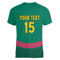 Custom Cameroon Football Women V-Neck T-Shirt Waka Waka - This Time For Africa