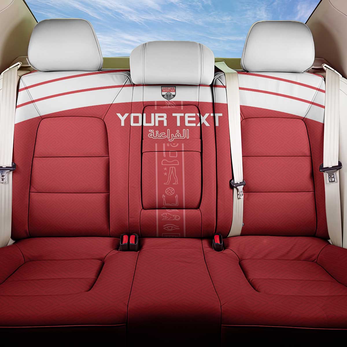 Custom Egypt Football Back Car Seat Cover Yalla Yalla Pharaohs - Red Ver