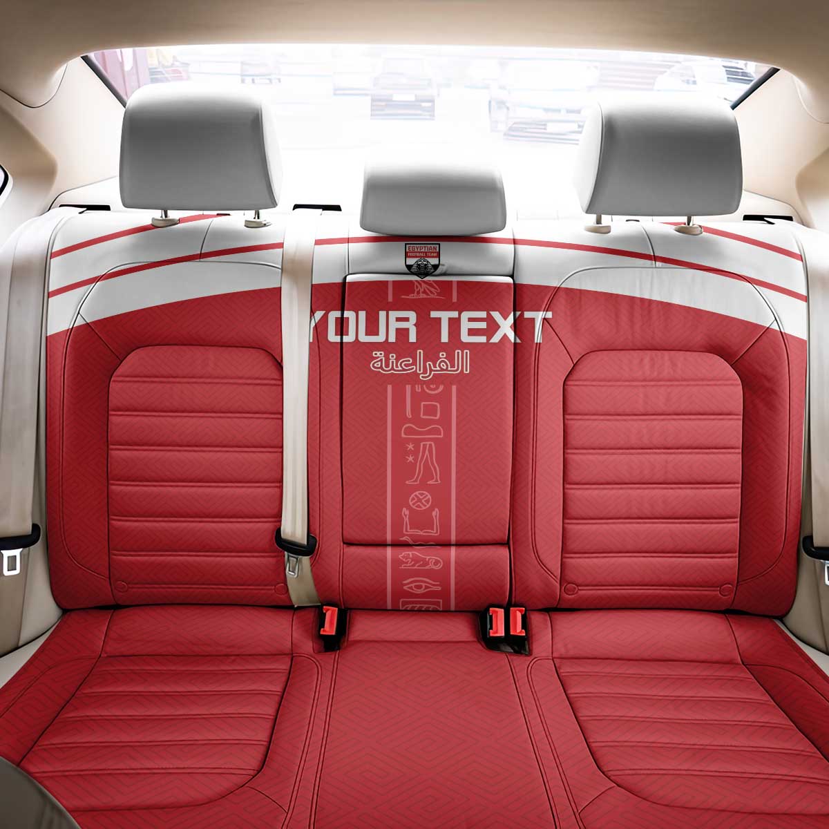 Custom Egypt Football Back Car Seat Cover Yalla Yalla Pharaohs - Red Ver