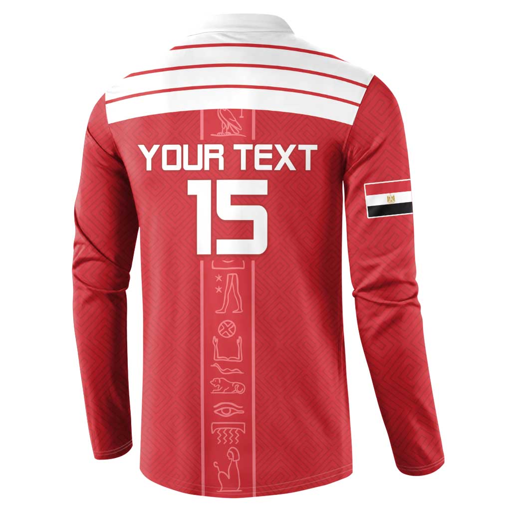 Custom Egypt Football Button Sweatshirt Yalla Yalla Pharaohs - Red Ver