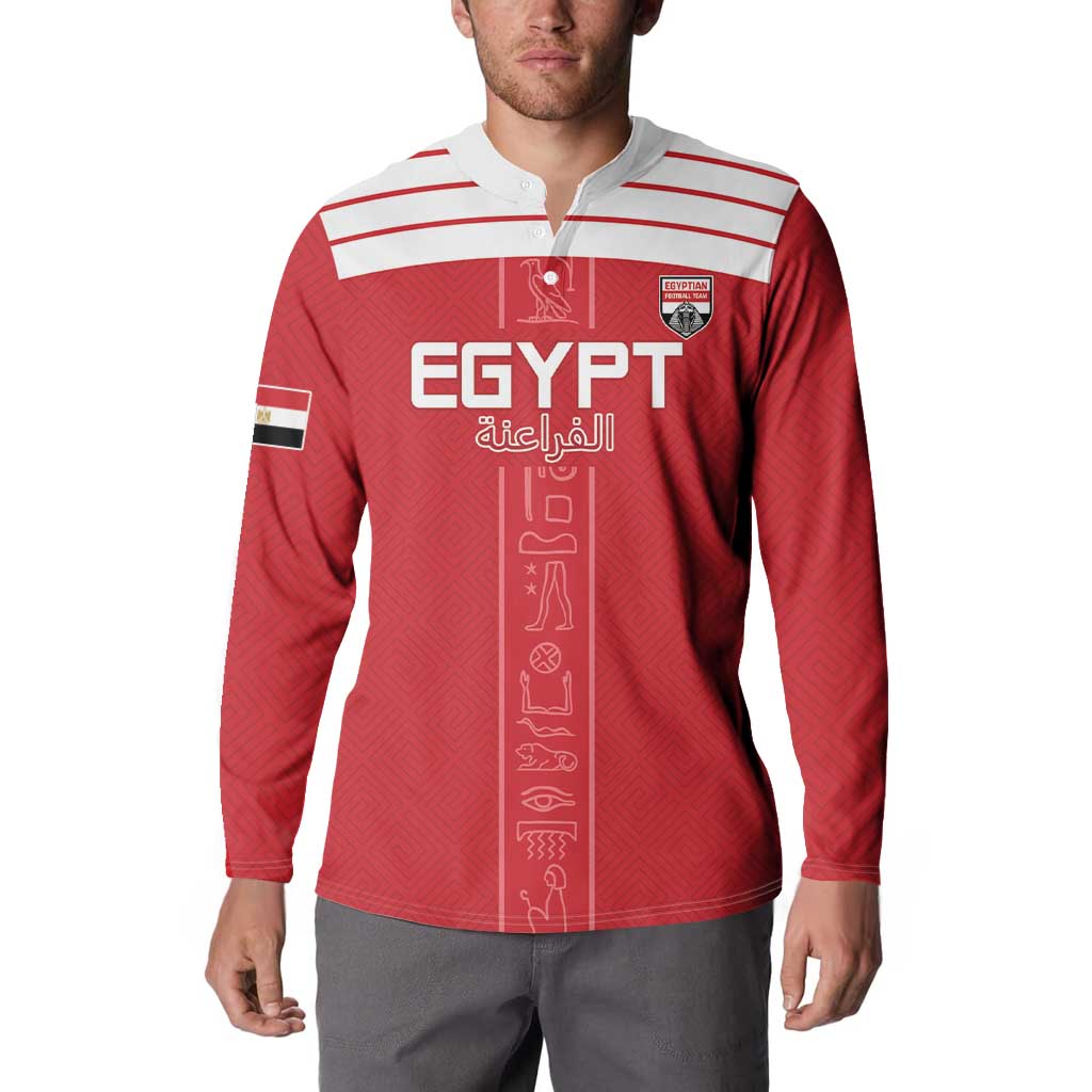 Custom Egypt Football Button Sweatshirt Yalla Yalla Pharaohs - Red Ver