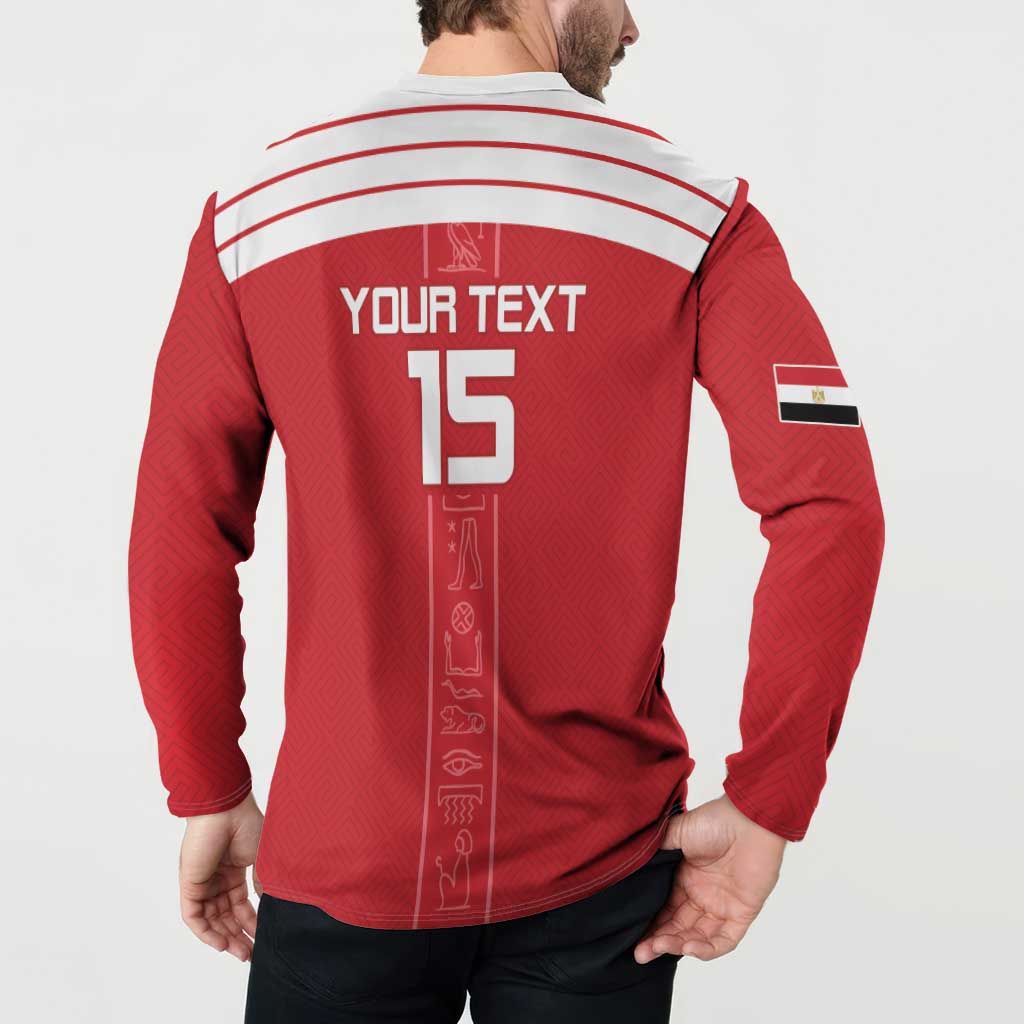 Custom Egypt Football Button Sweatshirt Yalla Yalla Pharaohs - Red Ver