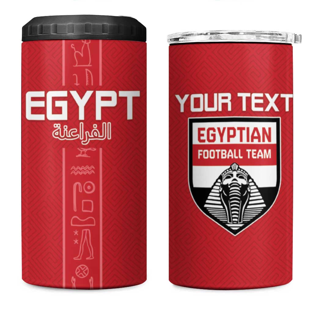 Custom Egypt Football 4 in 1 Can Cooler Tumbler Yalla Yalla Pharaohs - Red Ver