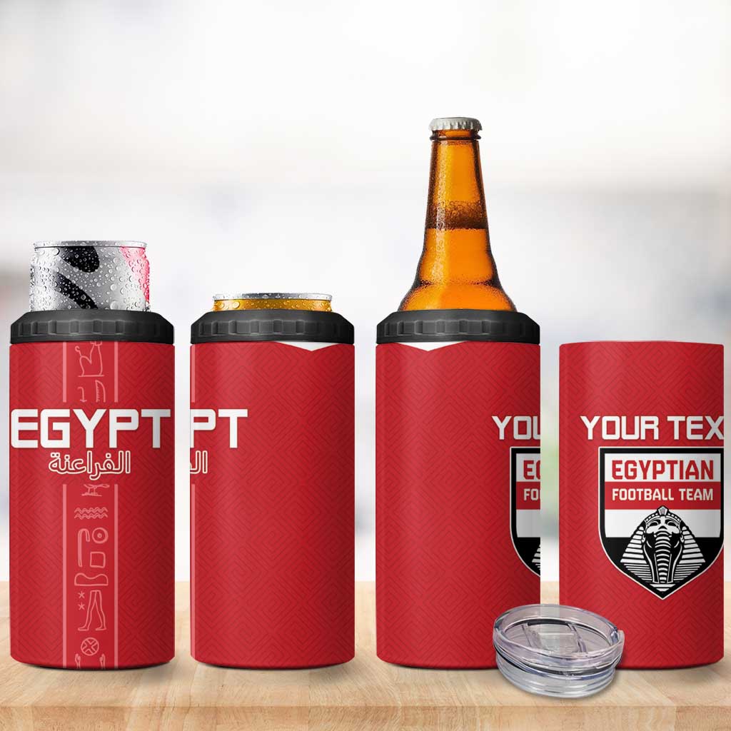 Custom Egypt Football 4 in 1 Can Cooler Tumbler Yalla Yalla Pharaohs - Red Ver