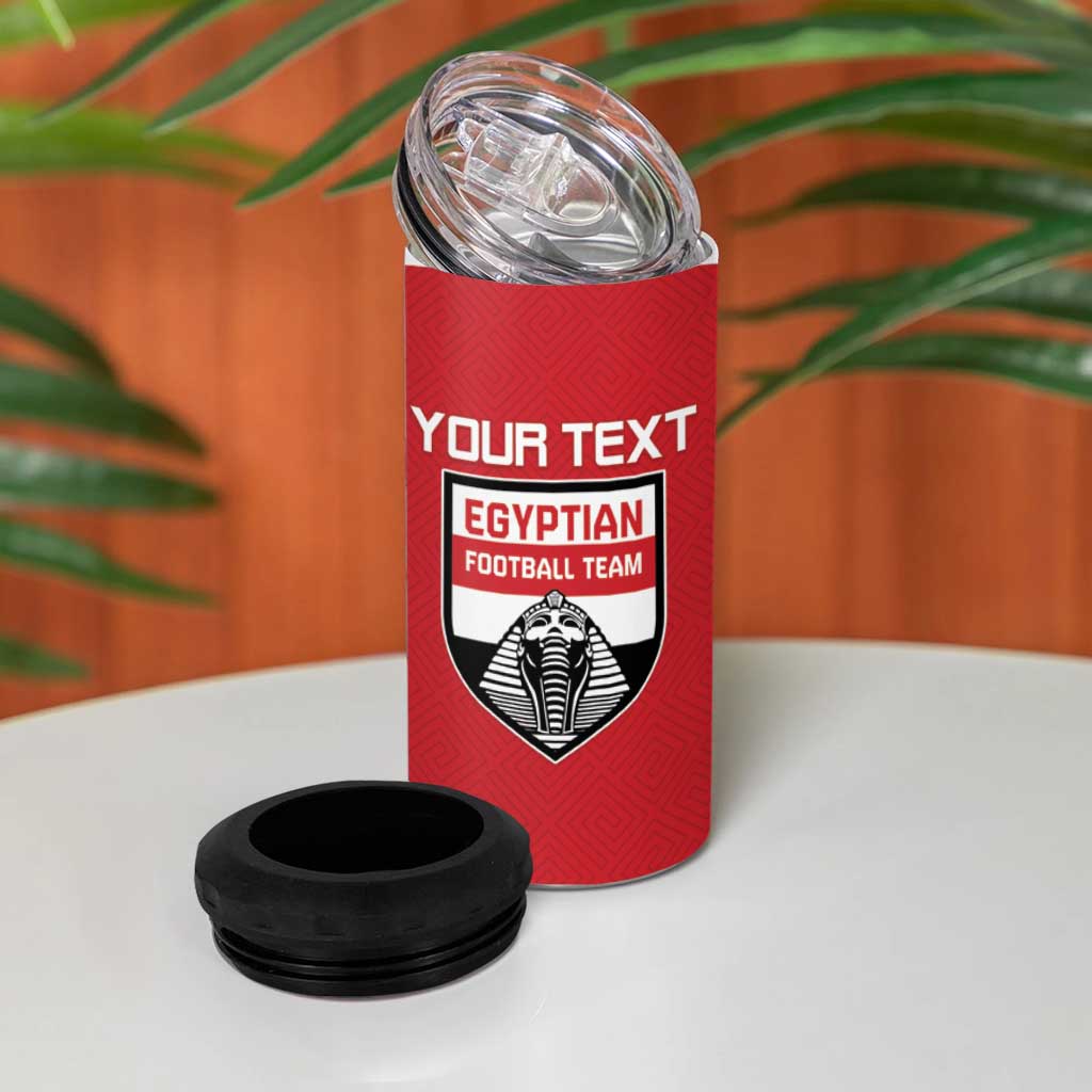 Custom Egypt Football 4 in 1 Can Cooler Tumbler Yalla Yalla Pharaohs - Red Ver