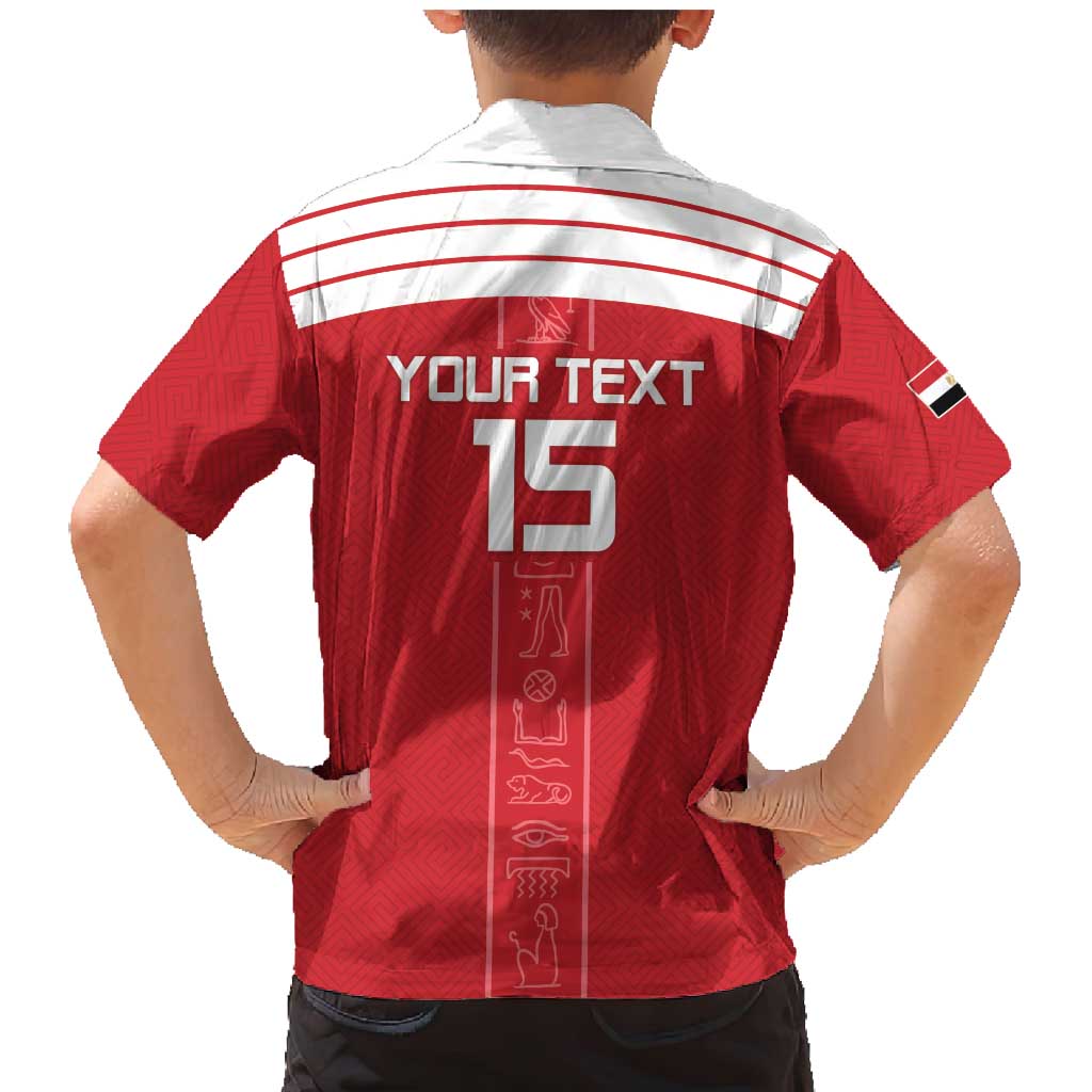 Custom Egypt Football Family Matching Mermaid Dress and Hawaiian Shirt Yalla Yalla Pharaohs - Red Ver