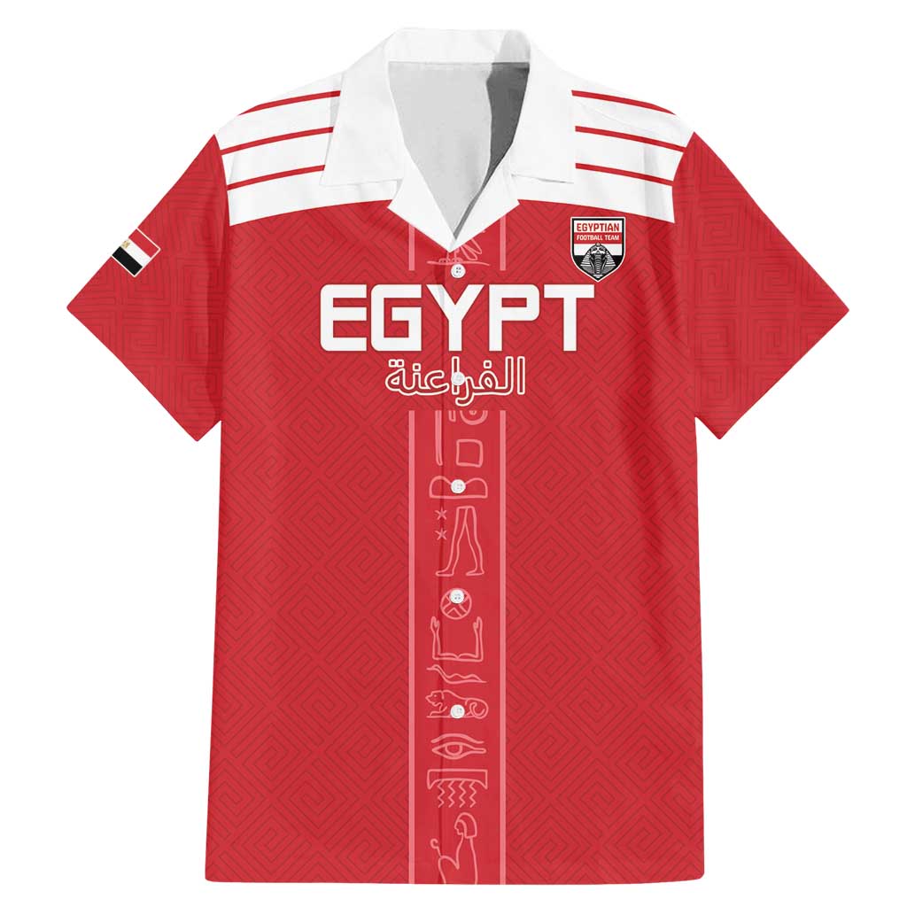 Custom Egypt Football Family Matching Mermaid Dress and Hawaiian Shirt Yalla Yalla Pharaohs - Red Ver