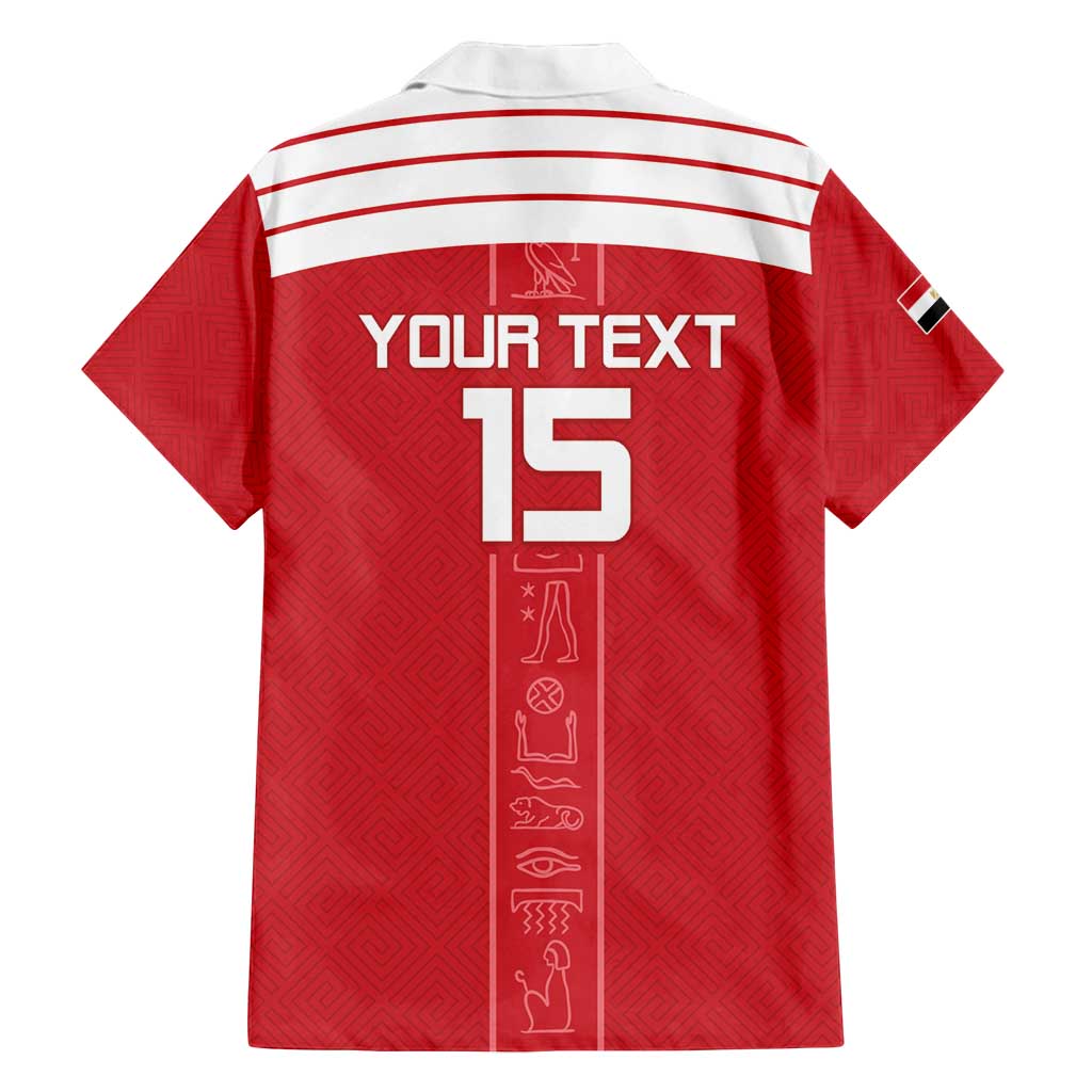 Custom Egypt Football Family Matching Off Shoulder Maxi Dress and Hawaiian Shirt Yalla Yalla Pharaohs - Red Ver