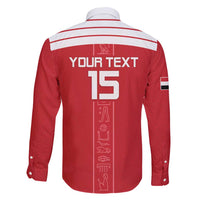 Custom Egypt Football Family Matching Off Shoulder Short Dress and Hawaiian Shirt Yalla Yalla Pharaohs - Red Ver