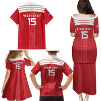 Custom Egypt Football Family Matching Puletasi and Hawaiian Shirt Yalla Yalla Pharaohs - Red Ver