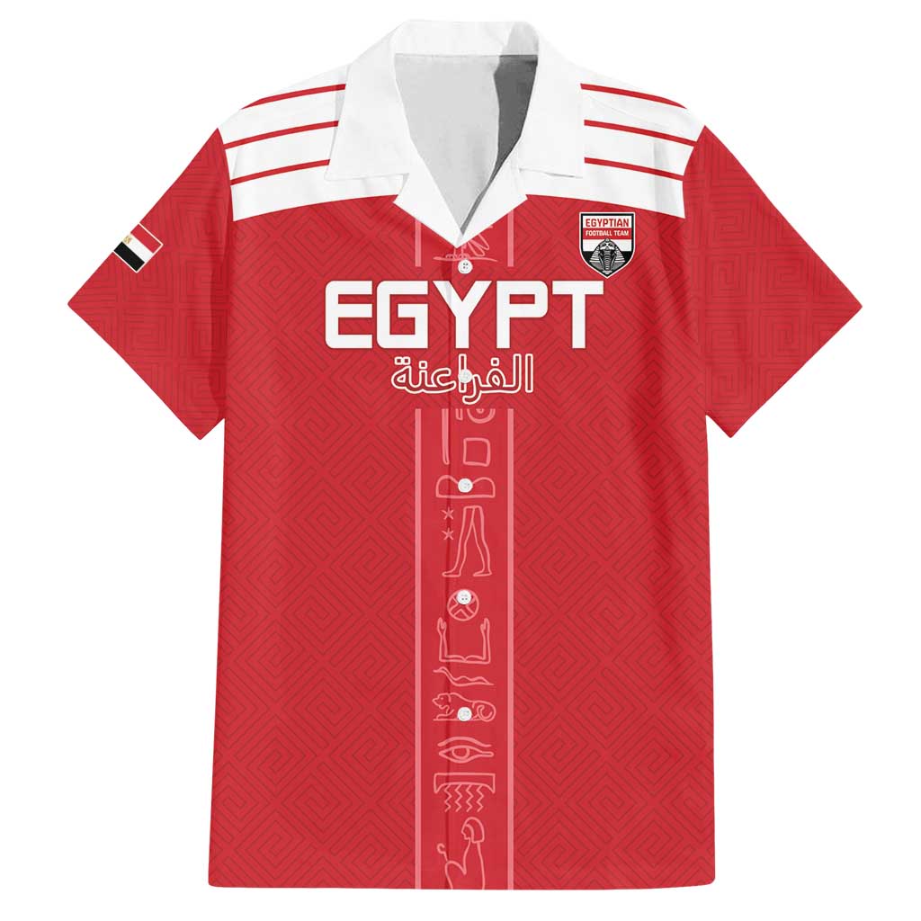 Custom Egypt Football Family Matching Summer Maxi Dress and Hawaiian Shirt Yalla Yalla Pharaohs - Red Ver
