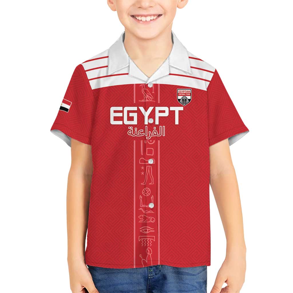 Custom Egypt Football Family Matching Tank Maxi Dress and Hawaiian Shirt Yalla Yalla Pharaohs - Red Ver