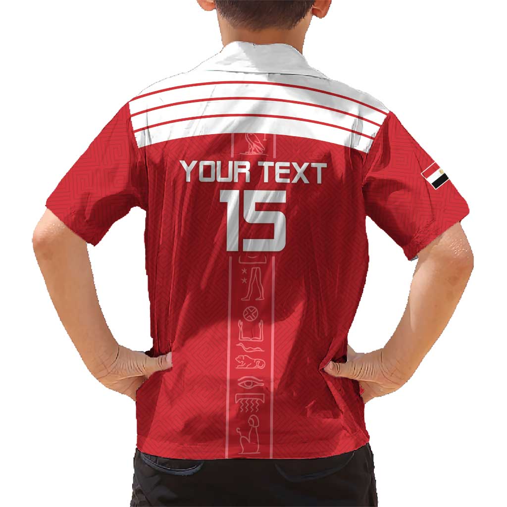 Custom Egypt Football Kid Hawaiian Shirt Yalla Yalla Pharaohs - Red Ver