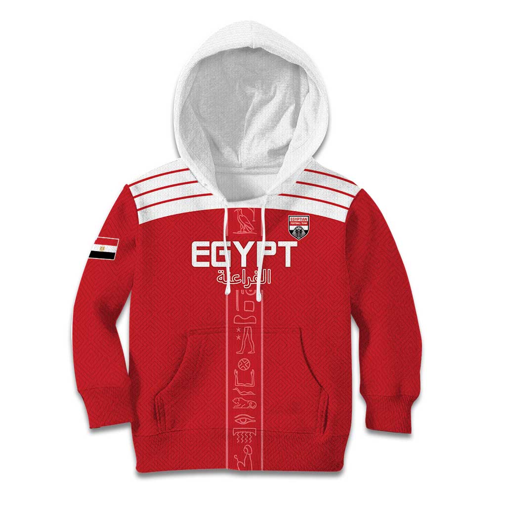 Custom Egypt Football Kid Hoodie Yalla Yalla Pharaohs - Red Ver